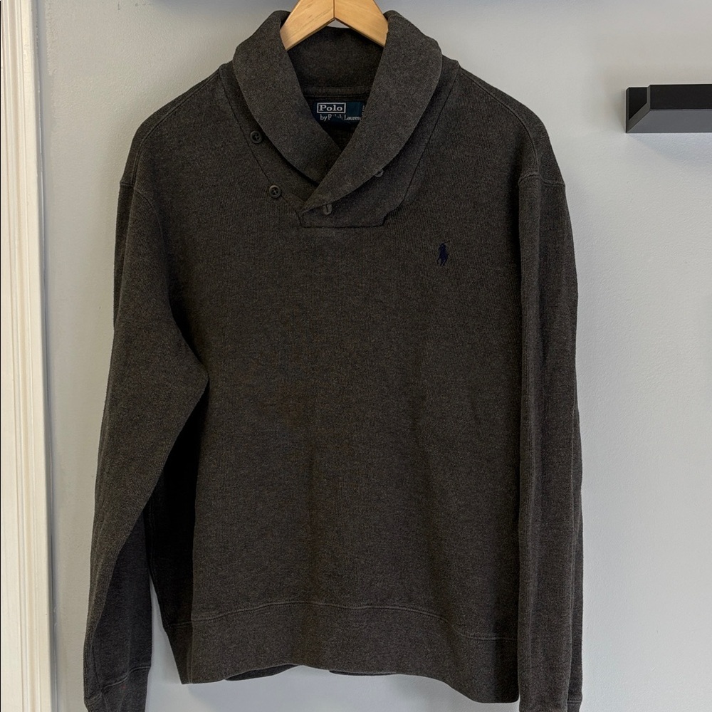 Polo by Ralph Lauren Men’s Shawl Collar Turtleneck Sweater - Charcoal Gray Sz XL